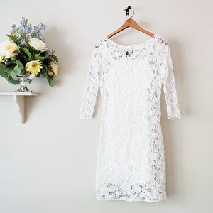 RALPH LAUREN White Crochet Overlay Cocktail Dress